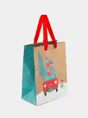 Пакет подарочный новогодний 18*23*10см Meshu "New year", фольга, блестки, лак, крафт