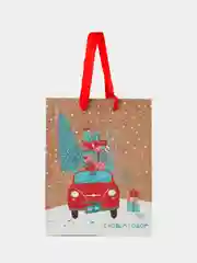Пакет подарочный новогодний 18*23*10см Meshu "New year", фольга, блестки, лак, крафт