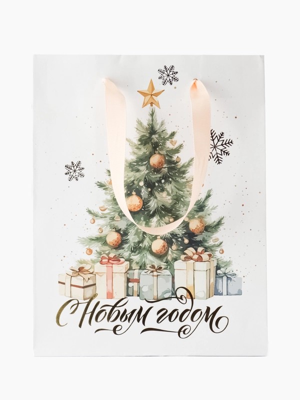 Пакет подарочный новогодний 18*23*10см Meshu "Christmas mood", фольга, матовая ламинация