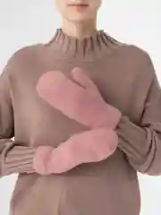 Розовый варежки женские, зимние двухслойные теплые с начесом