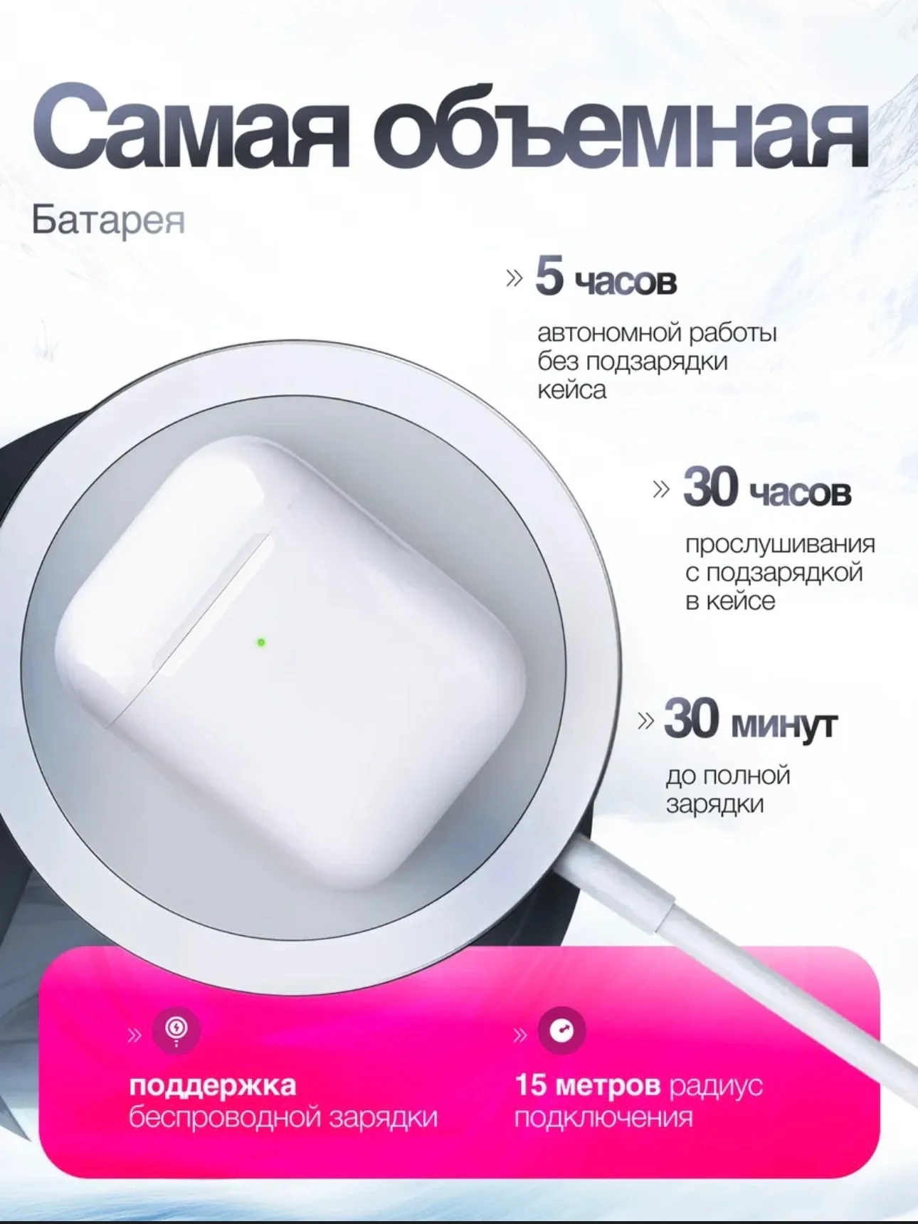 Белый беспроводные наушники APods 2, сенсорные с микрофоном, для Android и IOS