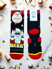 Алый носки новогодние мужскиеподарочные, новогодние носки с приколами, подарочные носки