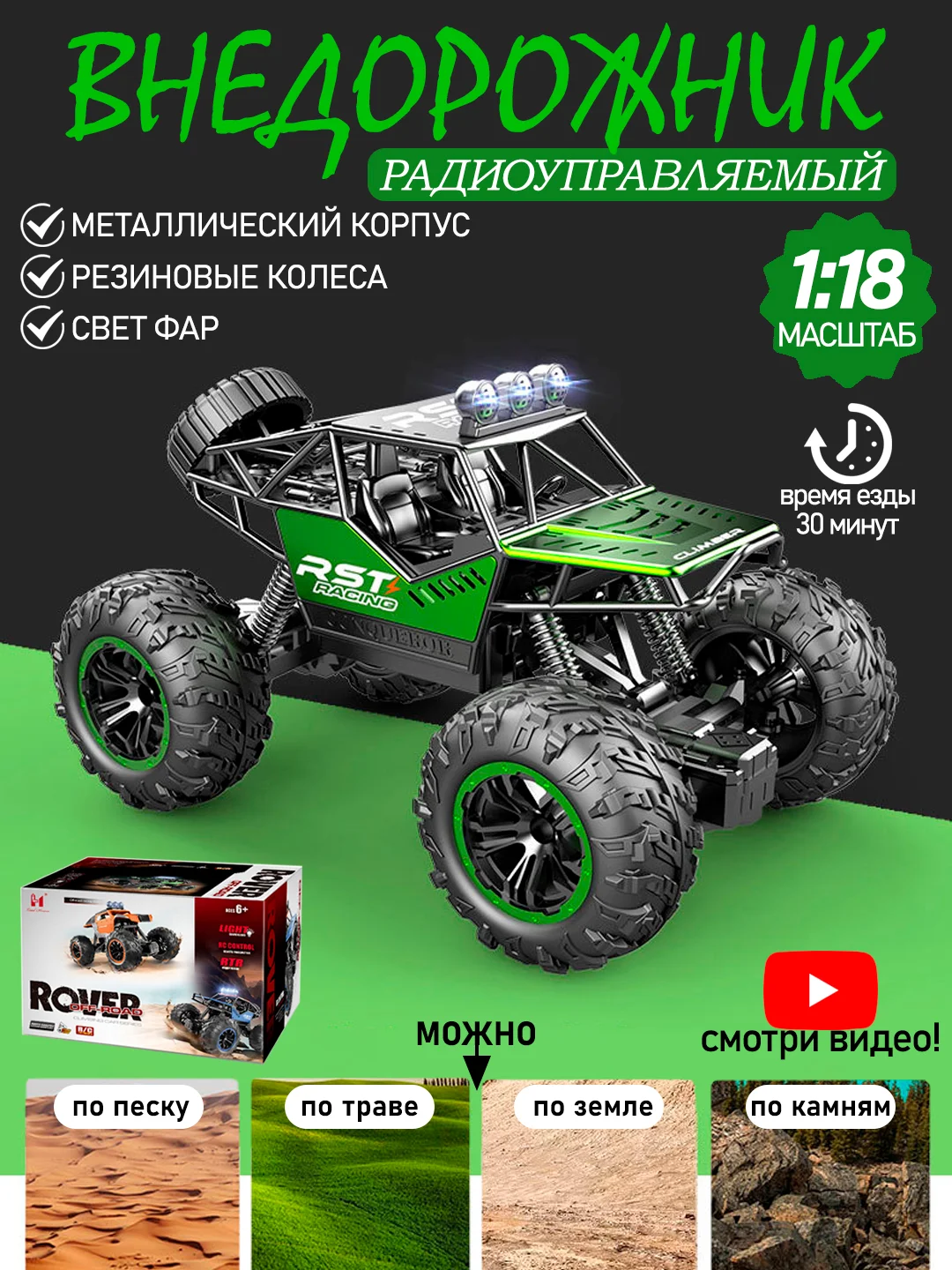 Радиоуправляемая машинка на пульте управления "Внедорожник", масштаб 1:18
