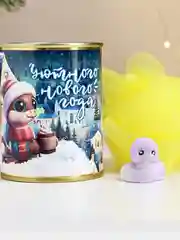 Светло-синий новогодний набор в банке: мыло Змейка + мочалка / символ года 2025