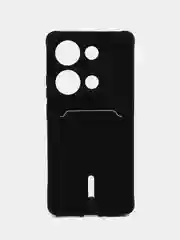 Черный чехол для Xiaomi Redmi Note 13 Pro 4G / Poco M6 Pro 4G (Ноут 13 Про), с карманом для карт