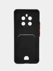 Черный чехол для Realme 12 4G / Realme 12+ Plus (Реалми 12+ Плюс) с карманом для карт