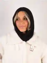 Черный капор женский вязаный, капюшон
