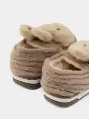 Коричневый домашние тапочки, детские, жесткая подошва, Зайки