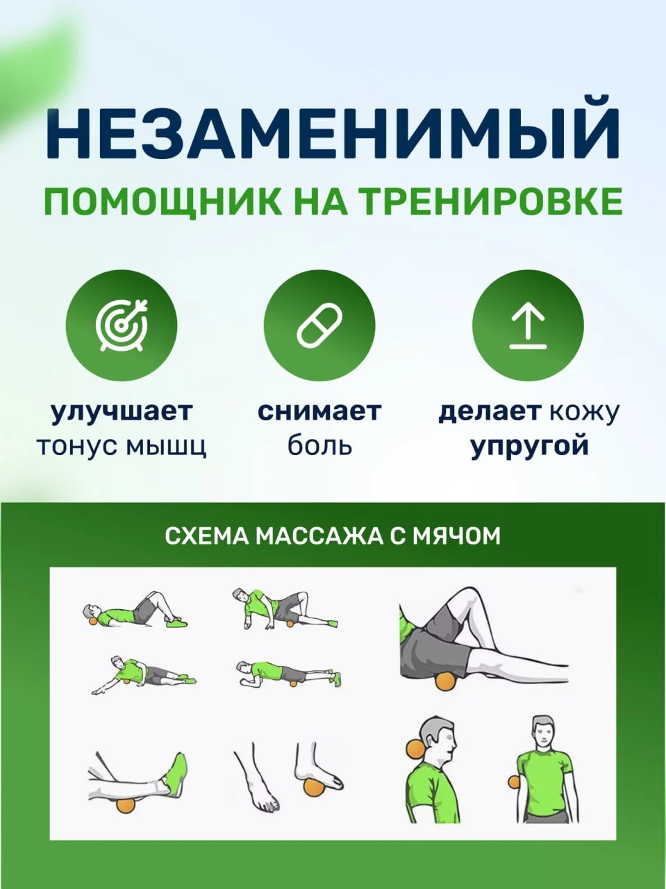 Синий массажный мяч для МФР йоги и фитнеса пилатеса двойной