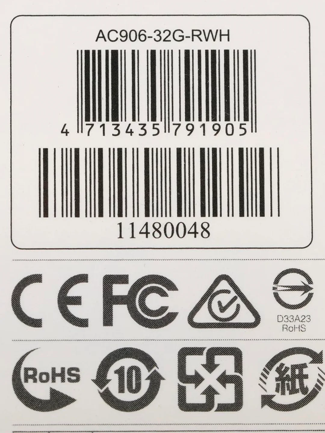 Флэш-накопитель USB2 32GB WHITE AC906-32G-RWH ADATA