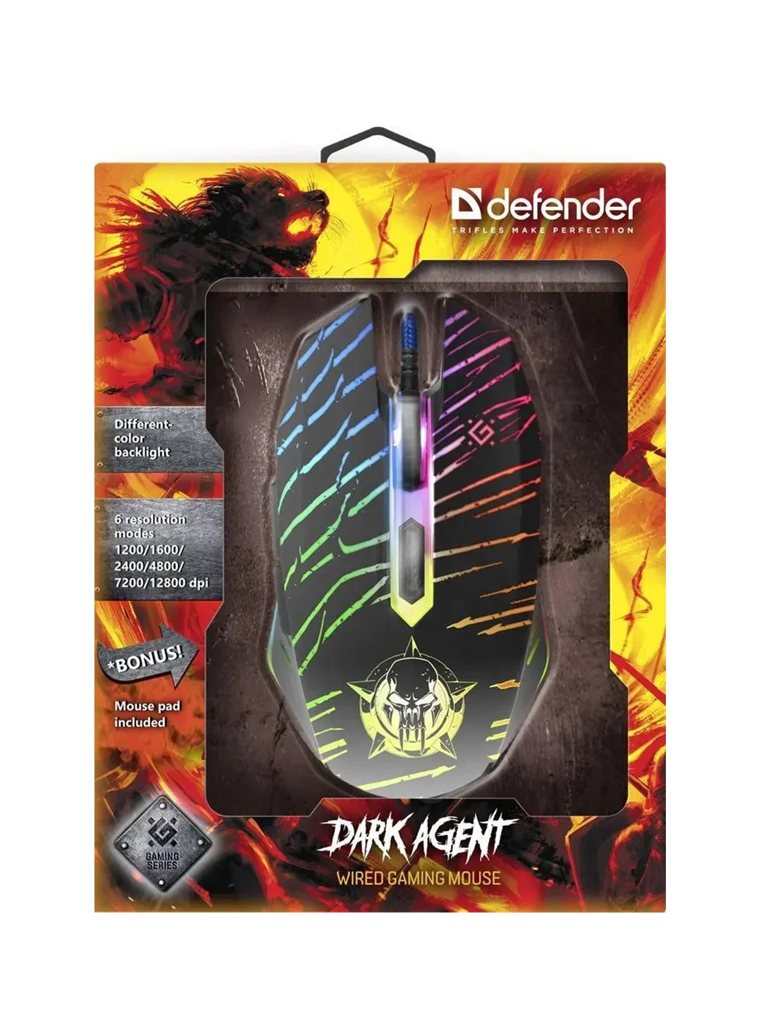 Мышка DARK AGENT GM-590L RGB/BLACK 52590 DEFENDER