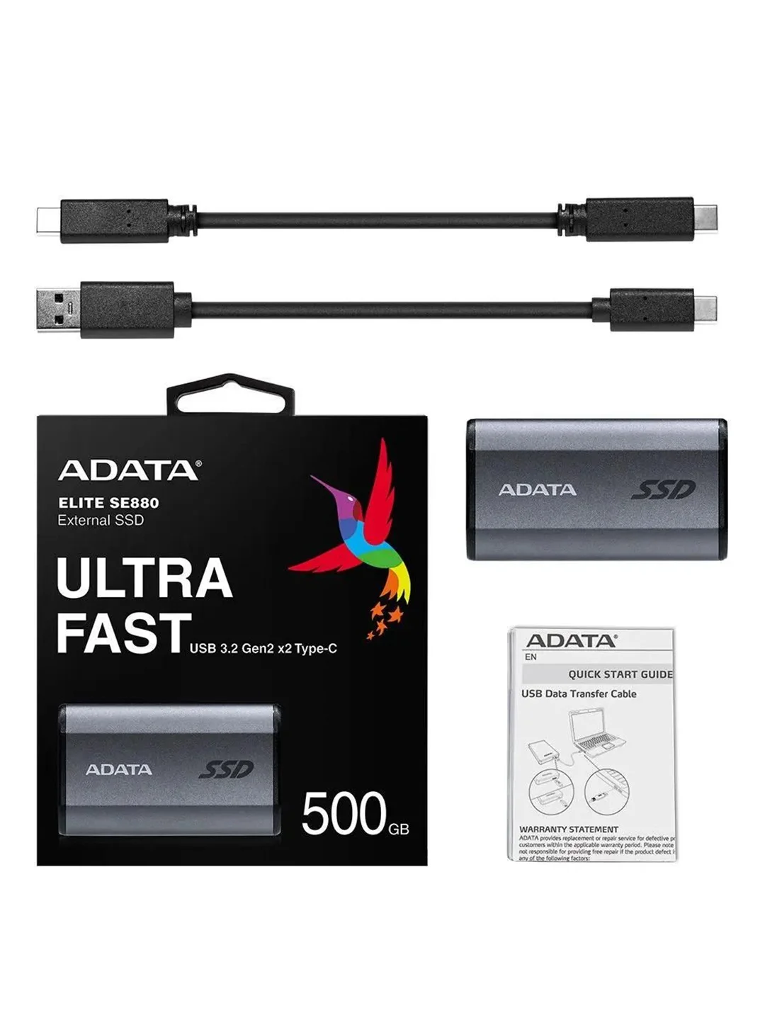 SSD внешний жесткий диск 500GB USB-C GRAY AELI-SE880-500GCGY ADATA