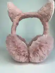 Коралловый меланж наушники меховые с ушками для прогулок, складывающиеся