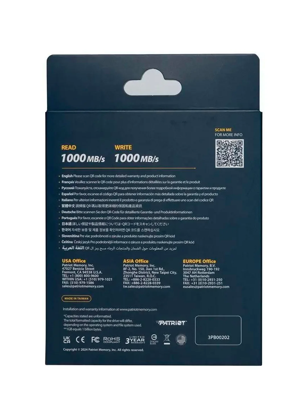 SSD внешний жесткий диск 512GB USB-C EXT. PTPL512GPEC PATRIOT