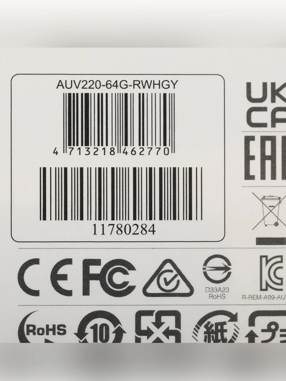Флэш-накопитель 64GB AUV220-64G-RWHGY WH\GR ADATA