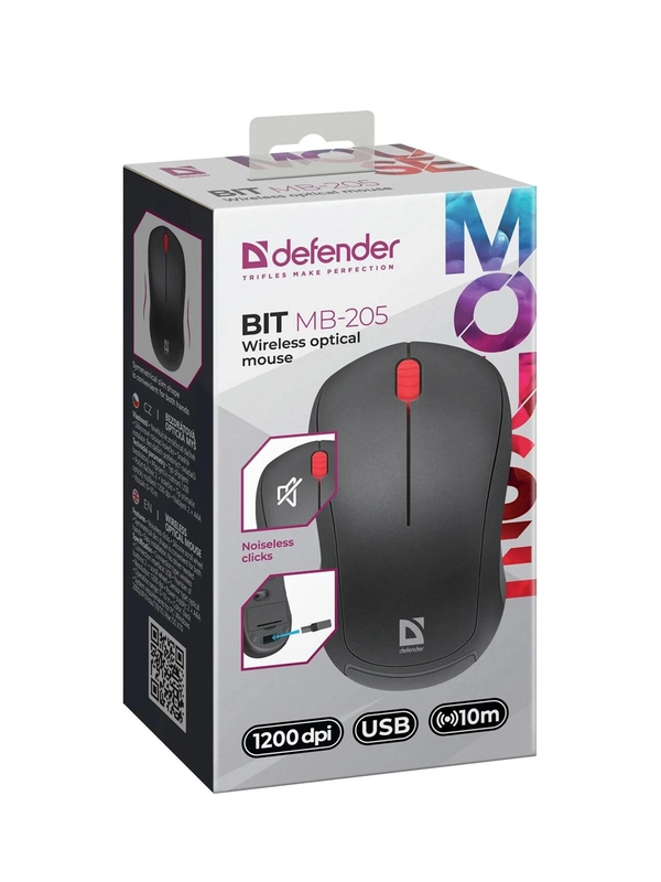 Мышка USB OPTICAL WRL BIT MB-205 BLACK 52205 DEFENDER