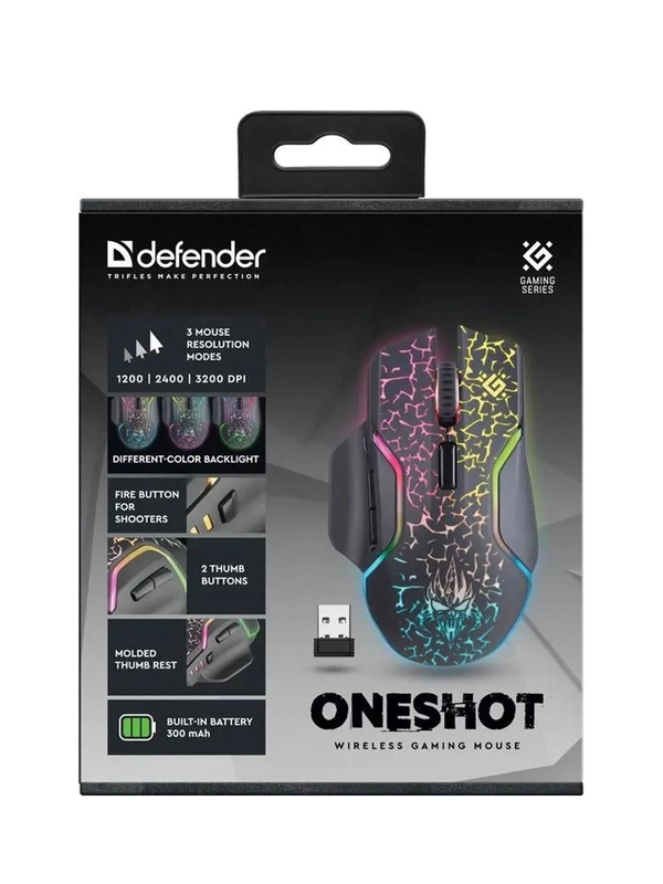 Мышка WRL ONESHOT GM-067 BLACK/RGB 52067 DEFENDER