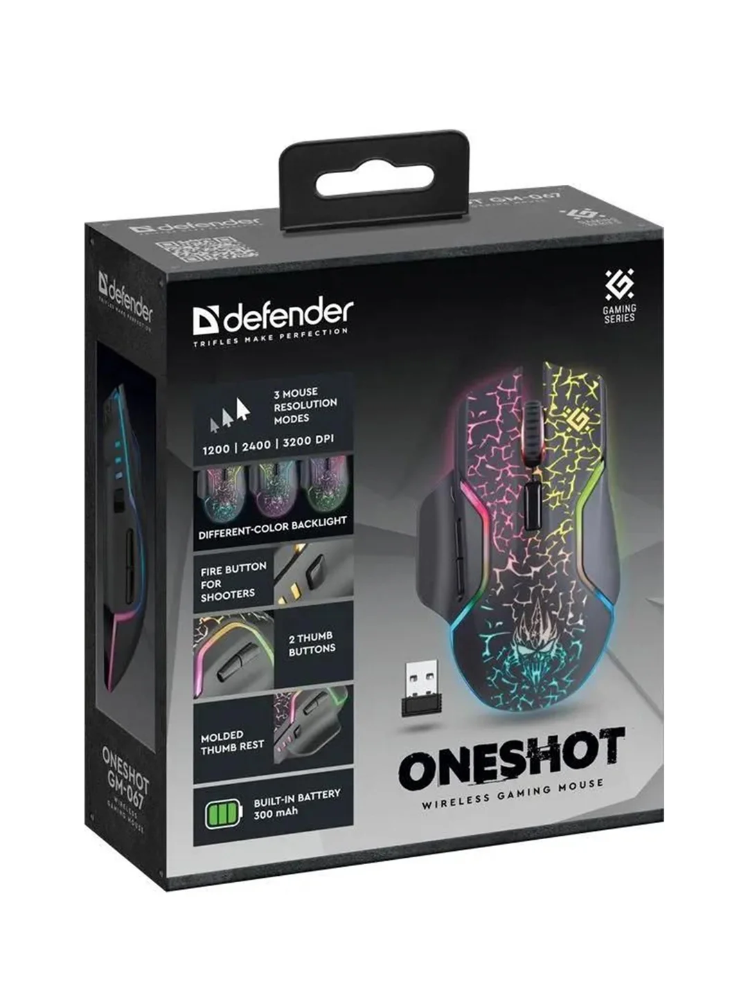 Мышка WRL ONESHOT GM-067 BLACK/RGB 52067 DEFENDER