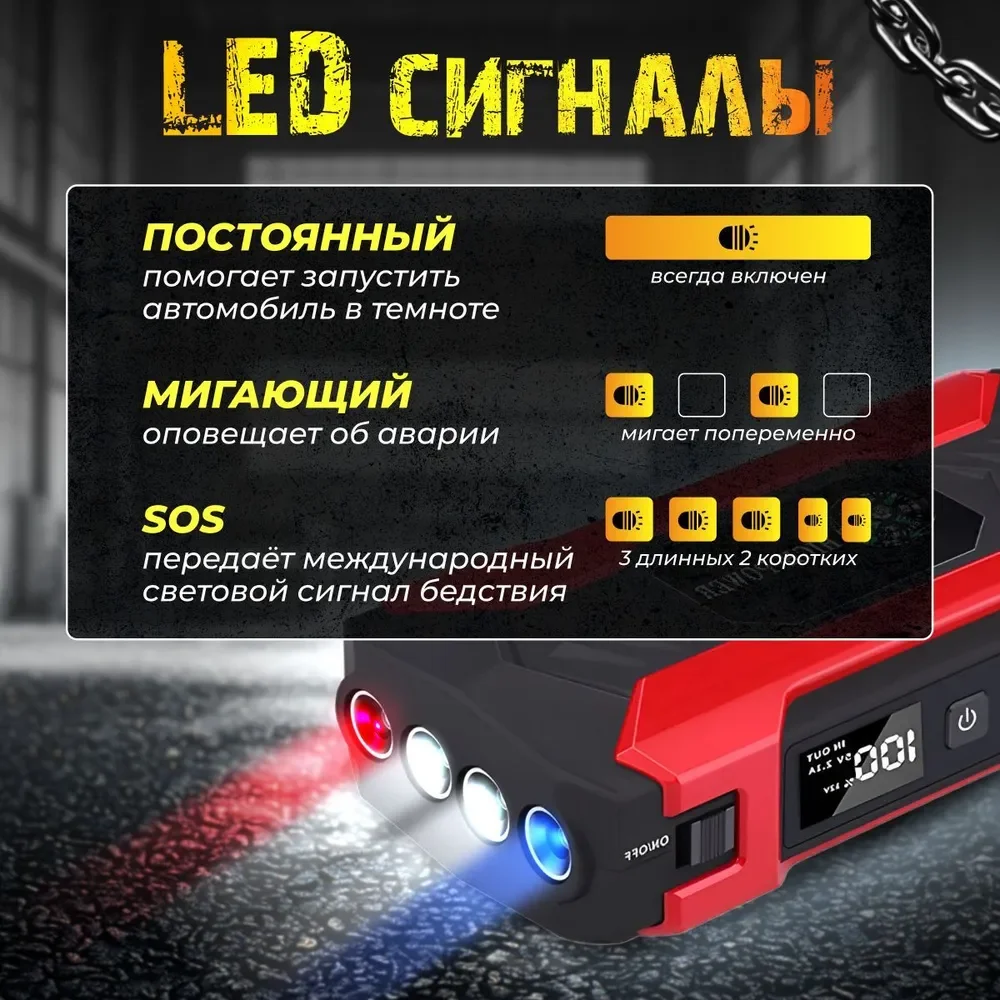 Пусковое зарядное устройство для автомобиля -  28.000 мАч, Jump Starter, бустер