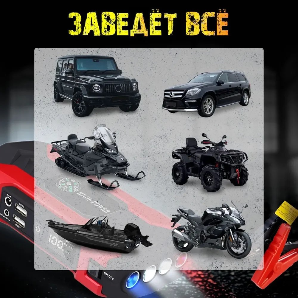 Пусковое зарядное устройство для автомобиля -  28.000 мАч, Jump Starter, бустер
