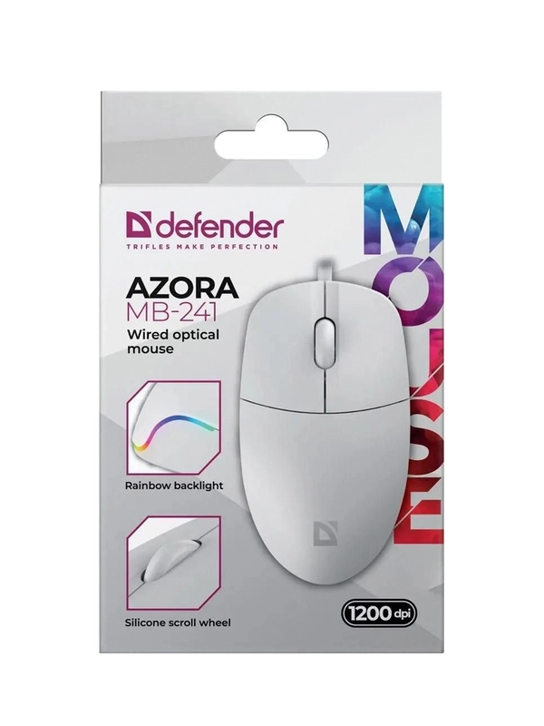 Мышка USB OPTICAL AZORA MB-241 WHITE 52242 DEFENDER