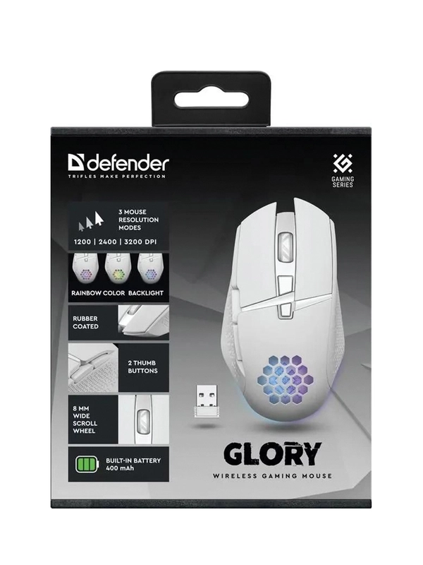 Мышка USB OPTICAL WRL GLORY GM-514 WHITE 52513 DEFENDER