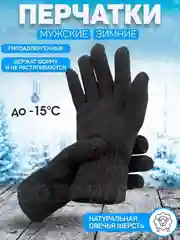 Черный мужские теплые перчатки с начесом