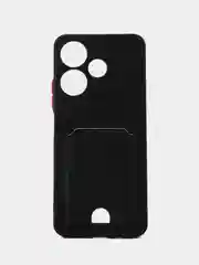 Черный чехол для Xiaomi Redmi 13/POCO M6 (Сяоми Редми 13/ПОКО М6), с карманом для карт
