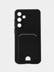 Черный чехол для Samsung Galaxy S24 FE (Самсунг Галакси С24 Фе) с карманом для карт