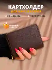 Коричневый визитница картхолдер для банковских карт и проездных