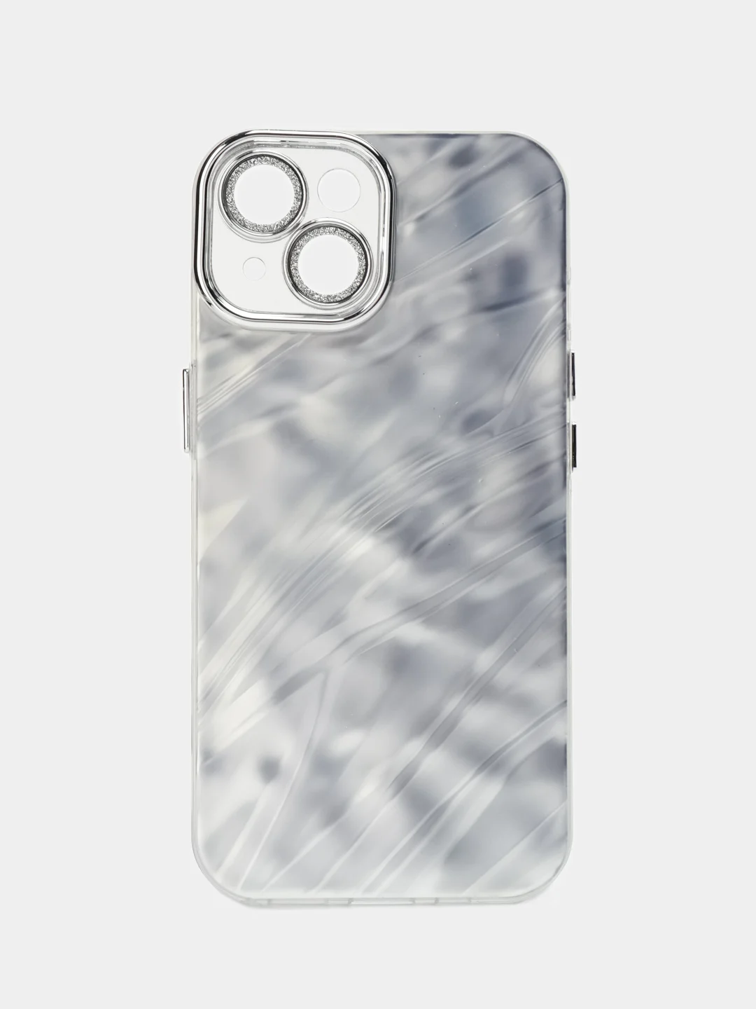 Серебряный чехол на айфон (iPhone) 11 12 13 14 15 16 Pro Max силиконовый