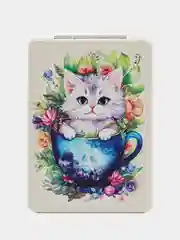 Голубой зеркало складное, карманное, косметическое, двойное