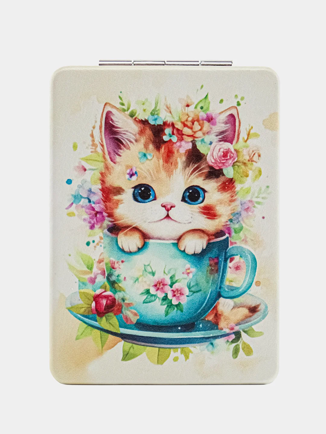 Горчичный зеркало складное, карманное, косметическое, двойное