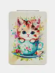 Горчичный зеркало складное, карманное, косметическое, двойное