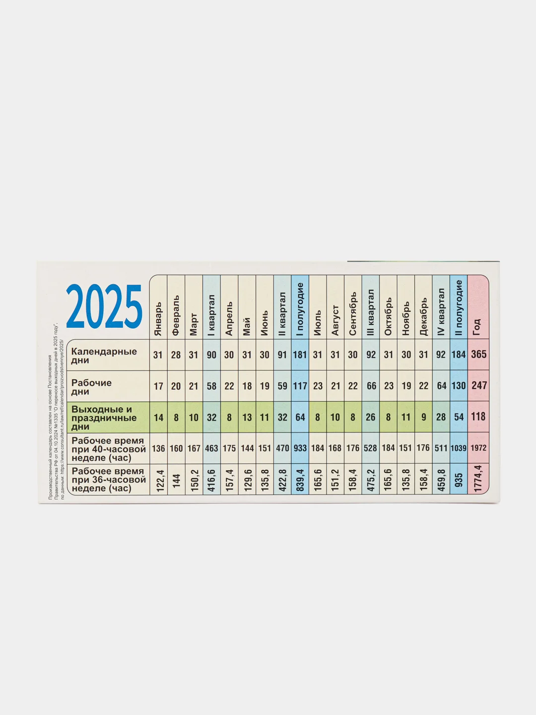 Небесно-голубой календарь производственный 2025 год домик