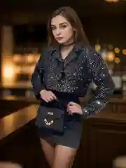 Черный женский пиджак, жакет с пайетками