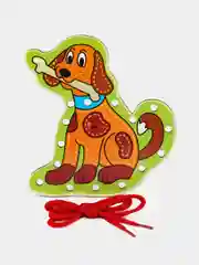 Коричневый трактор деревянная игрушка - шнуровка
