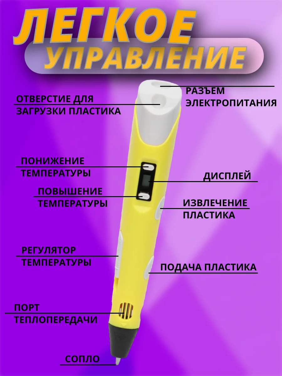 Желтый 3d 3Д ручка второго поколения