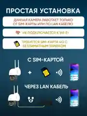 Черный камера видеонаблюдения 4G, слот для SIM-карты, с датчиком движения и аудио связью, 4MP