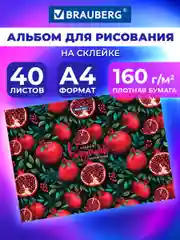 Альбом для рисования Brauberg Гранаты, 107028, в школу А4 40 л, плотная бумага 160 г м2
