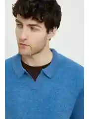 Синий джемпер с шерстью