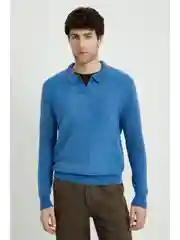 Синий джемпер с шерстью