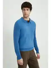 Синий джемпер с шерстью