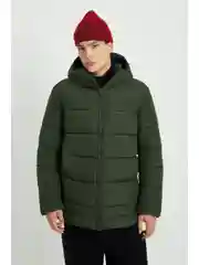Зеленый куртка утепленная с капюшоном
