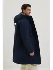 Синий утепленное пальто с капюшоном