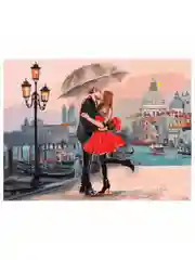 Картина стразами (алмаз. мозаика) 40*50 см, Остров сокровищ "Прогулка под зонтом"