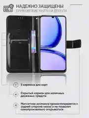 Черный чехол-книжка с магнитной застежкой для Realme C53/C51/Note 50 (Реалми С53/С51/Ноут 50)