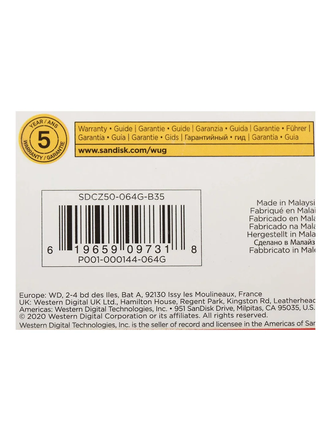 Флэш-накопитель USB2 64GB SDCZ50-064G-B35 SANDISK