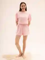 Розовый пижама с шортами и футболкой, домашний комплект