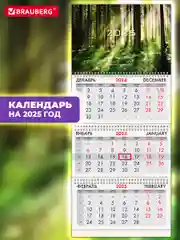 Календарь настенный квартальный отрывной 2025 Brauberg Сказочный лес, 116100